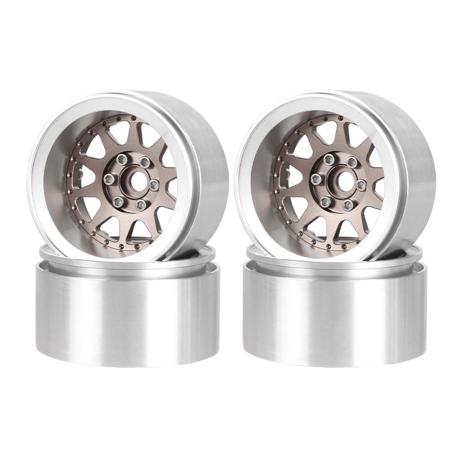 KEEDA Profondità di incollaggio negativa 10mm Cerchi in lega di alluminio 2,2 Beadlock per SCX10 RR10 TRX4 VS4-10 Gen8 1/10 RC Crawler Car (B, Bronzo)