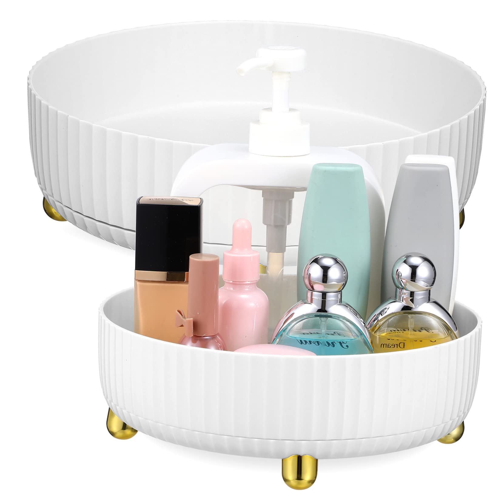 Alipis Organizer per Cosmetici Rotante, Cosmetic Pouch, Box Porta Trucchi da Tavolo in Pp, 2 Pezzi, Grande Capacità, Facile da Pulire