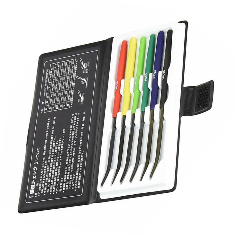 Juego de 6 limas de dureza HRC 40-65, kit de prueba de dureza de metal, superficies planas y curvadas