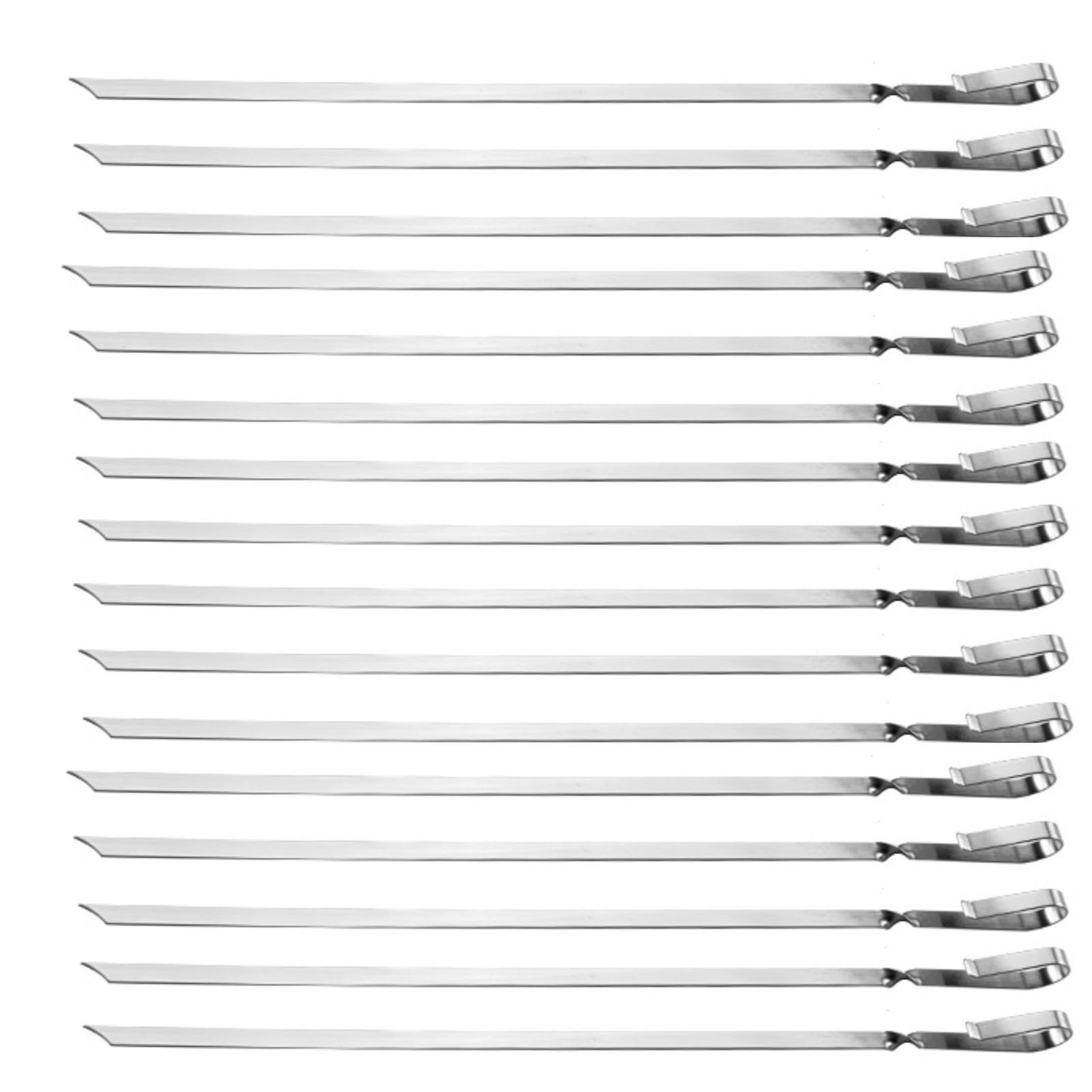 GTHTUHFD 10-100Pcs Steel Barbecue Skewers, Long Flat Grilling Skewers, Easy To Wear Meat, Reusable, For Meat Shrimp Chicken Vegetable,size_name-100