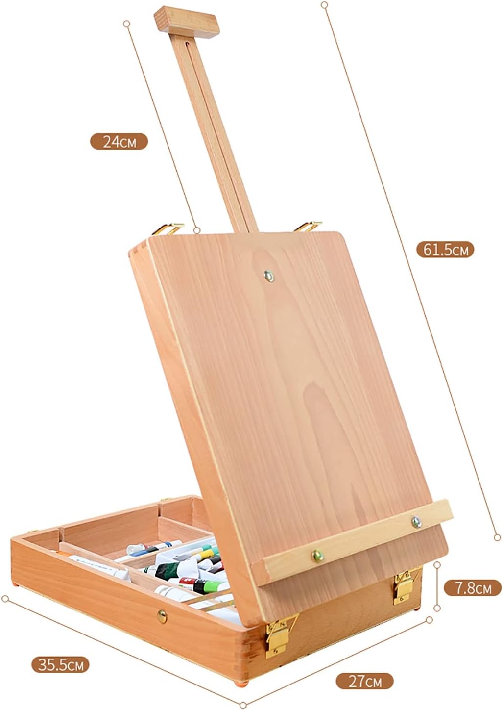 Strong and Durable Table Sketch Box Easel,Multi-Function Adjustable Beech Wood Sketch Box,with Storage Drawer for Beginner Artist, Art Students Kids,A