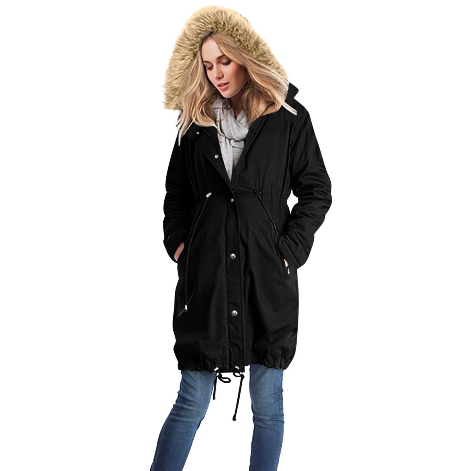NSICBMNO Umstandsjacken für Damen, Babytragejacke, 3-in-1-Fleece, Reißverschluss, Känguru, Umstands-Kapuzenpullover, warme Winterjacken, Fleece-gefütterter Mantel, Schwangerschaftsjacke, Winterparka