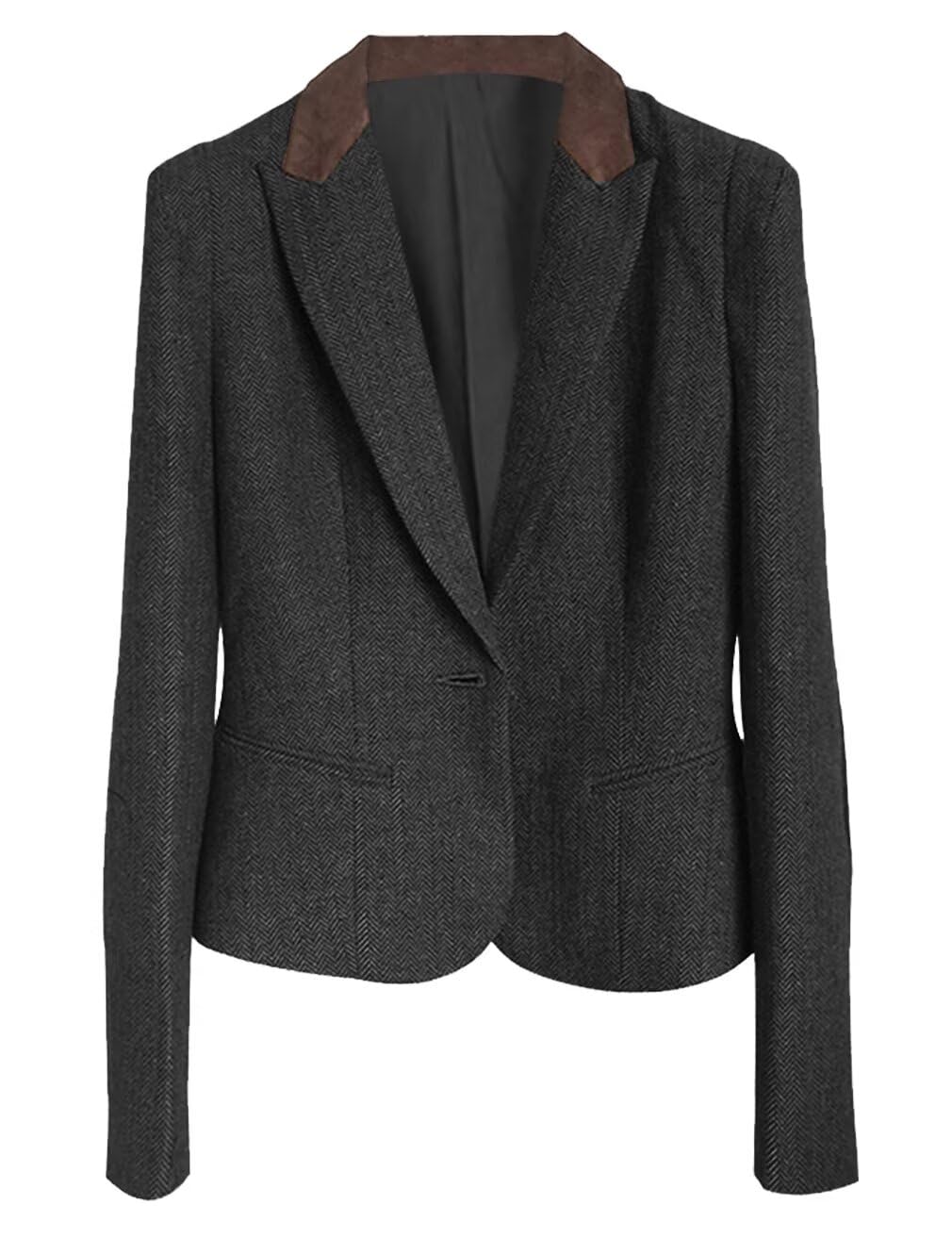 Womens Blazer Jacket Slim Fit Short One Button Spring Fall Sport Coat