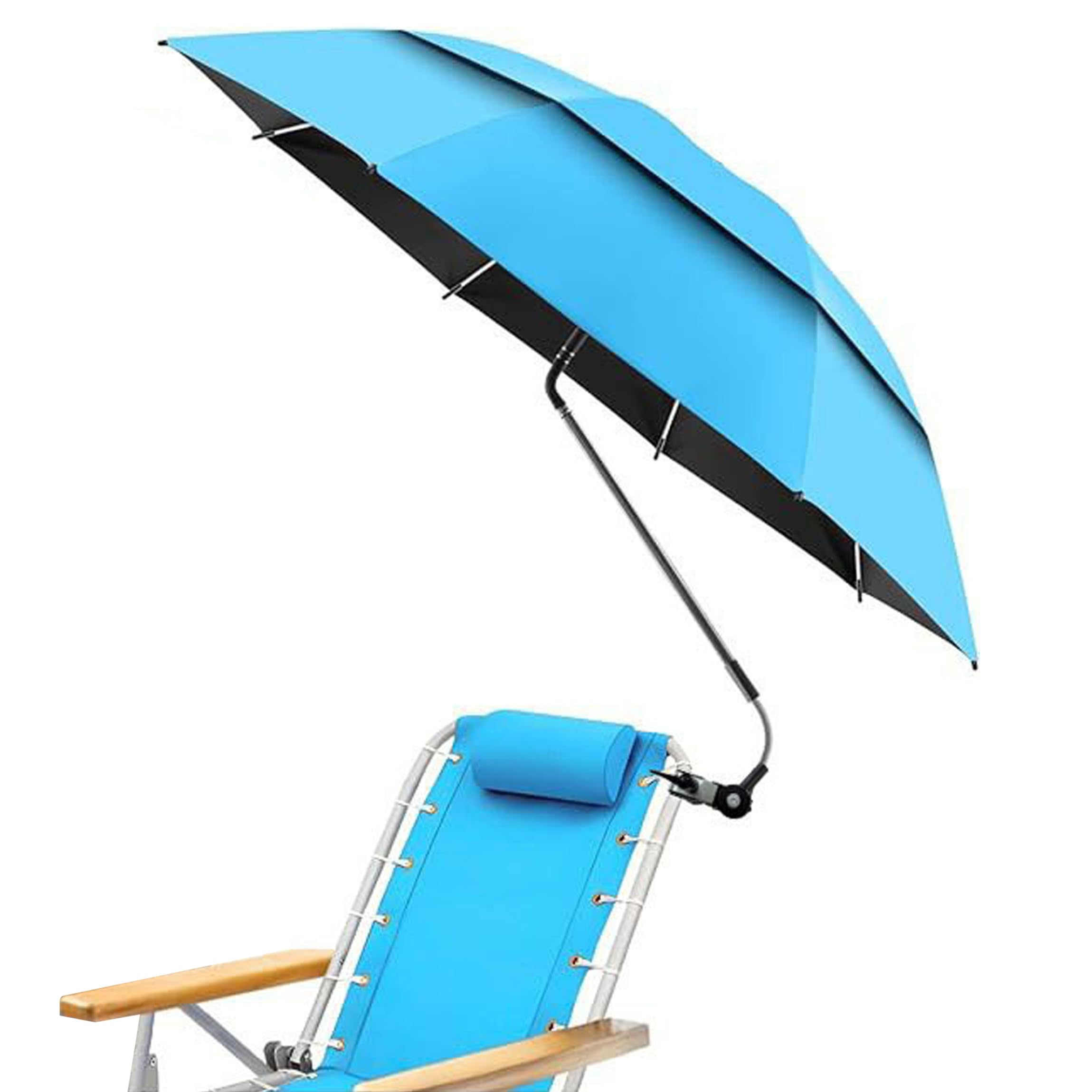 Xdyyjrasa Chair Umbrella, 47 Inch Chair Umbrella with Clamp, Adjustable Outdoor Sun Shade with UV-Resistant Fabric, Red for Beach Camping Fishing, Blue
