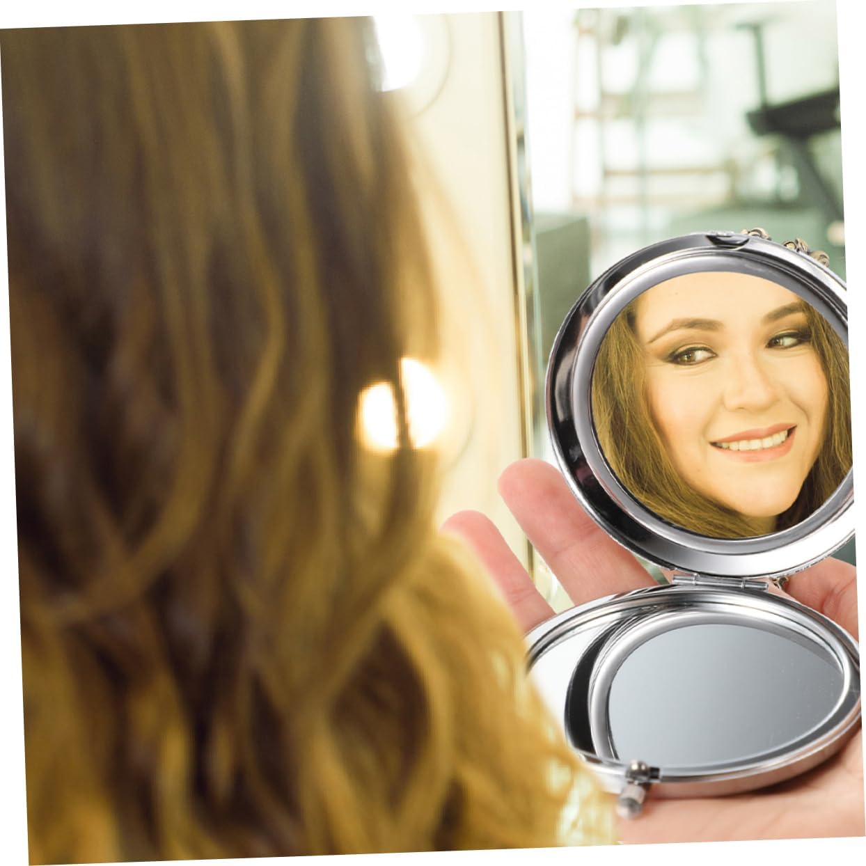 VALICLUD 6pcs Double-Sided Pocket Mirror Magnification Elegant Rhinestone Compact Makeup Mirror for Purse and Travel Design for -ups