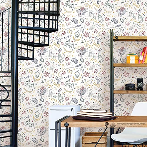RoomMates RMK12592RL Blue Harry Potter Magical Icons Peel and Stick Wallpaper,White by RoomMates - Image 3