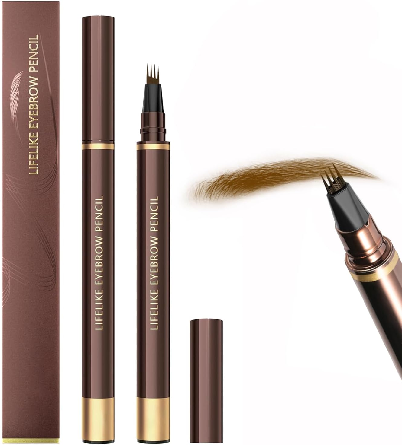 4 Tip Precise Eyebrow Pencil, Long-Lasting Waterproof Microblading Eyebrow Pens, Four-Stroke Eyebrow Pen, 0.1mm Soft Nib, Smooth Liquid Flow Eye Brow Makeup Pen For Women (03# Black Brown)