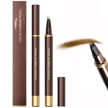 4 Tip Precise Eyebrow Pencil, Long-Lasting Waterproof Microblading Eyebrow Pens, Four-Stroke Eyebrow Pen, 0.1mm Soft Nib, Smooth Liquid Flow Eye Brow Makeup Pen For Women 03# Black Brown