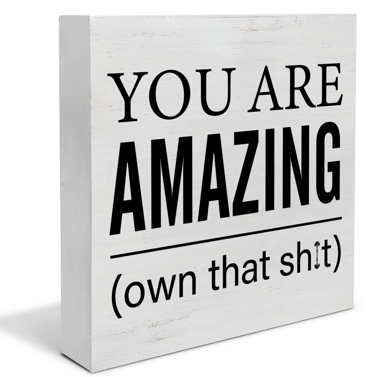 Photo 1 of 2pcs**You are Amazing Wood Box Sign Decor Desk Sign Encouraging Fitness Wooden Box Block Sign Rustic Home Office Gym Shelf Wall Decoration