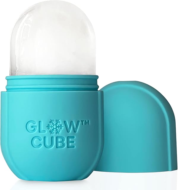 GLOW CUBE Ice Roller For Face Eyes and Neck To Brighten Skin & Enhance Your Natural Glow/Reusable Facial Treatment to Tighten & Tone Skin & De-Puff The Eye Area (Pastel Blue)