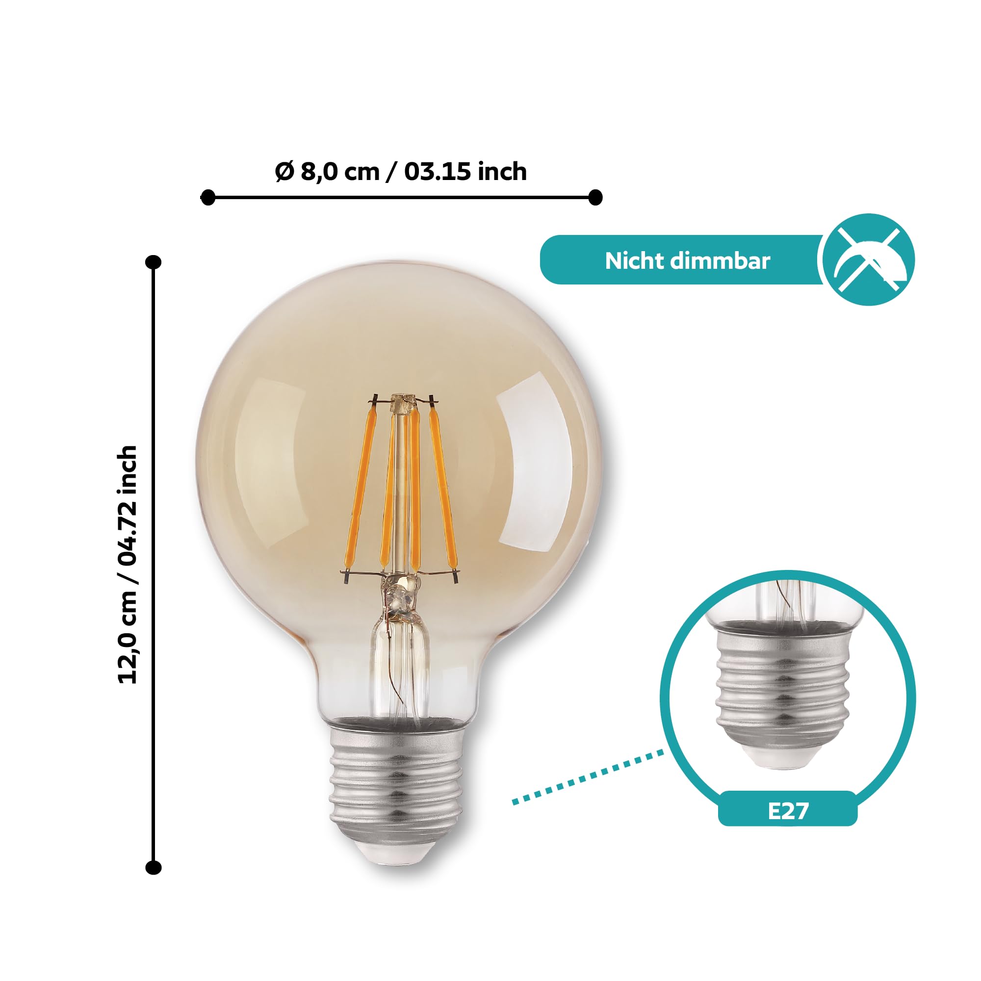 Eglo Set of 3 Filament led Light Bulbs, E27 Screw Bulbs, Edison Vintage Bulbs Amber, 4 watts Each - Image 2