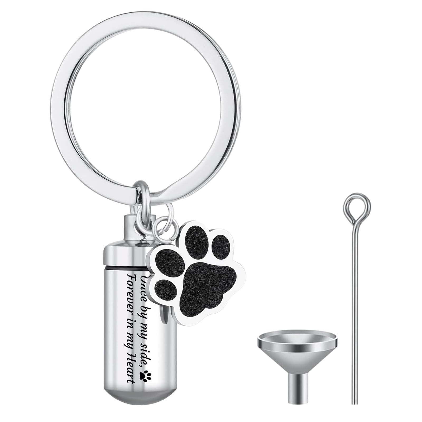 Gioielli Cremazione Animali Domestici,Ceneri Ciondolo Stampa Zampa Animali Domestici Portachiavi Cenere,Urna Forma Cuore Gioielli Commemorativ per Ceneri di Animali Domestici Cane Gatto