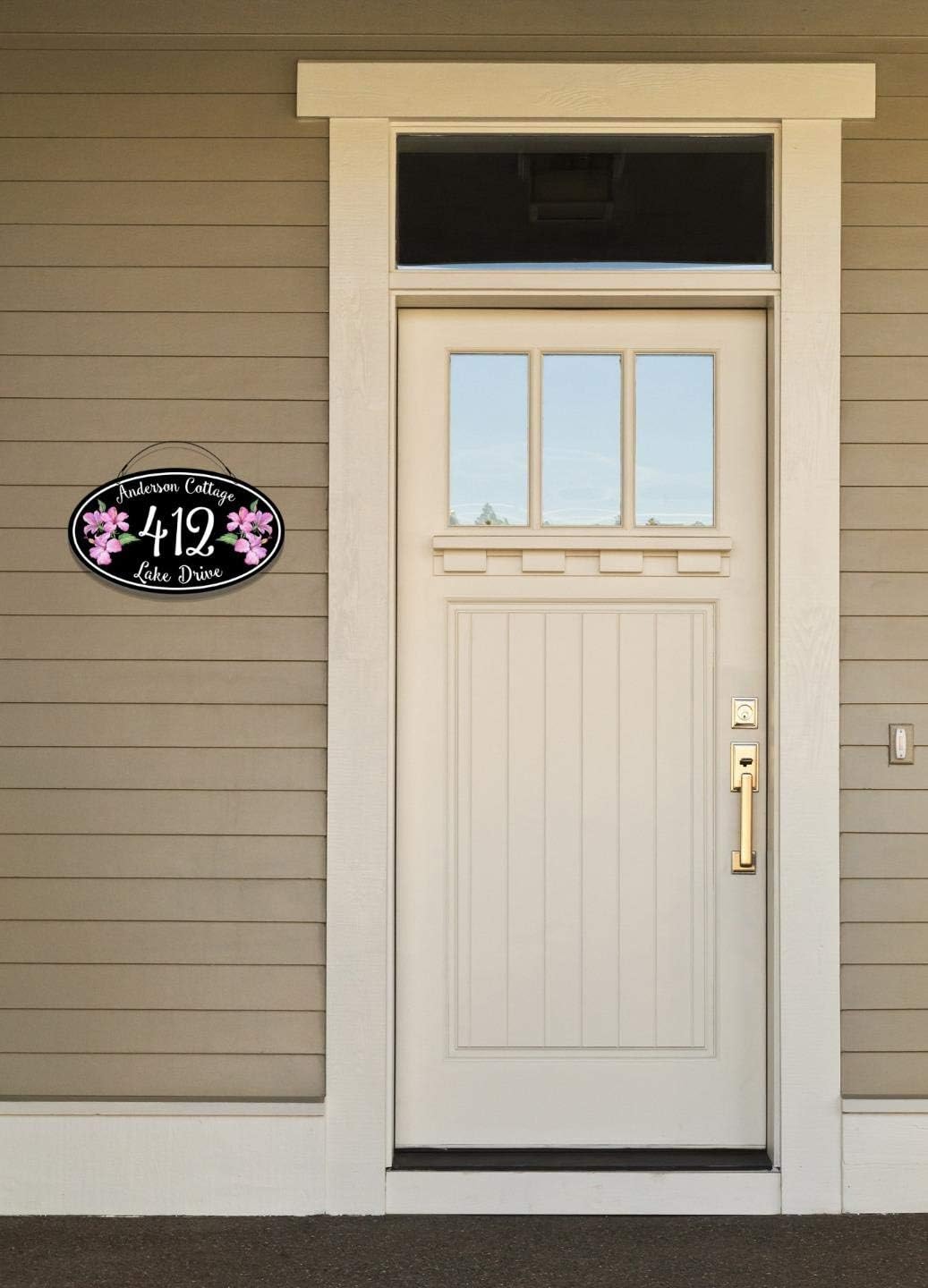 Hibiscus Flower Themed Home Address Large Size Welcome Sign