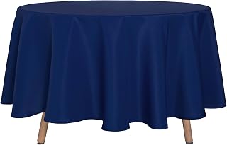 sancua 90 Inch Round Tablecloth, Navy Blue