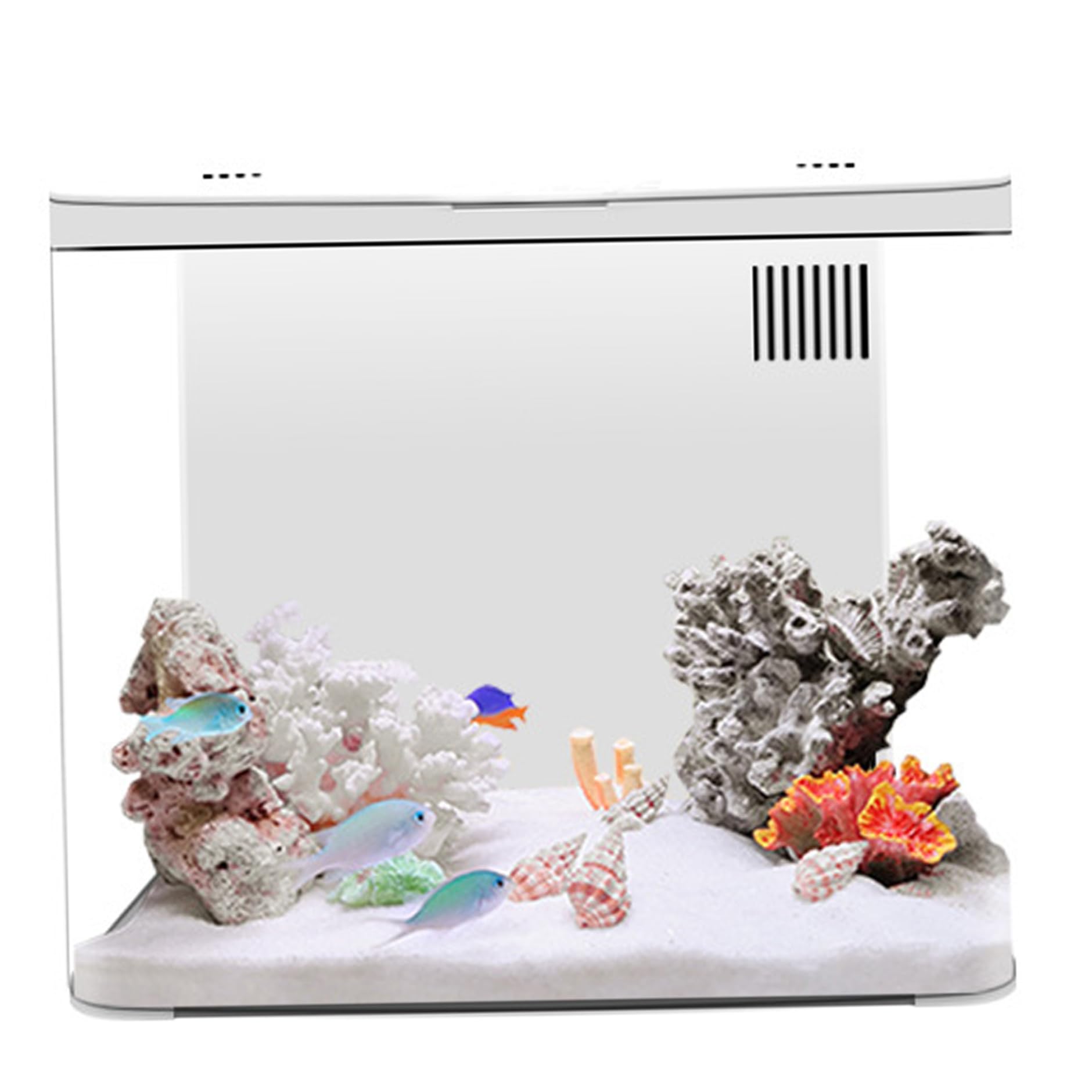 Casa de Pescado 1,3 galones Kit de Inicio del Acuario pequeño con Filtro de 3 Capas ＆ LED LIGH, Tank de Pescado de Escritorio con Sistema de autolimpieza decoración del hogar para Pescado betta, Cama