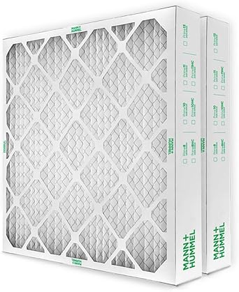 Mann+Hummel 20x25x4 MERV 8 Pleated HVAC AC Furnace Air Filters. 2 Pack. Exact Size 19.5 x 24.5 x 3.75 Inches