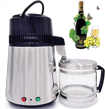 750W Water Distiller, 304 Stainless Steel Water Distiller, Dual Button Design, 4 L/1 Gallon Home Water Purifier Distiller and Filter, gaoyun-1001