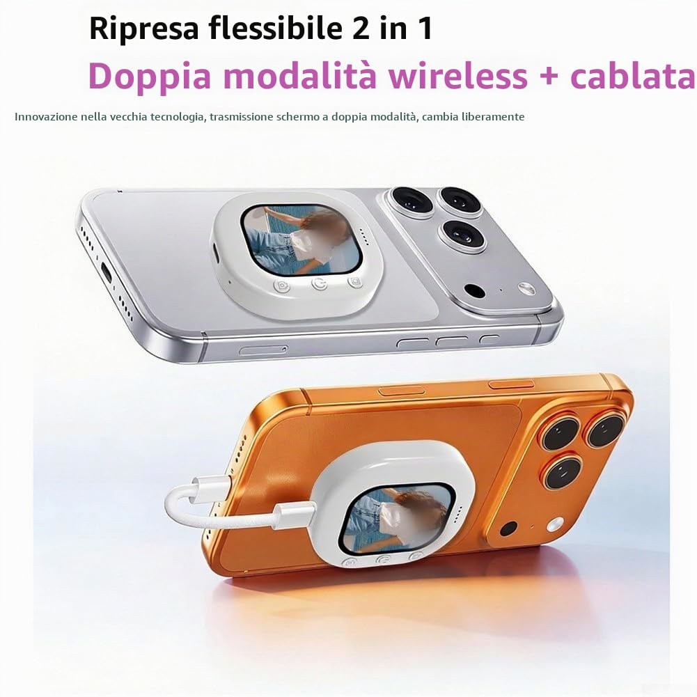 Vlog Selfie Monitor Schermo Per IPhone/Android, 4K Wireless Vlog Selfie Screen, Display Ad Alta Luminosità, Retro Magnetico Per Live Streaming