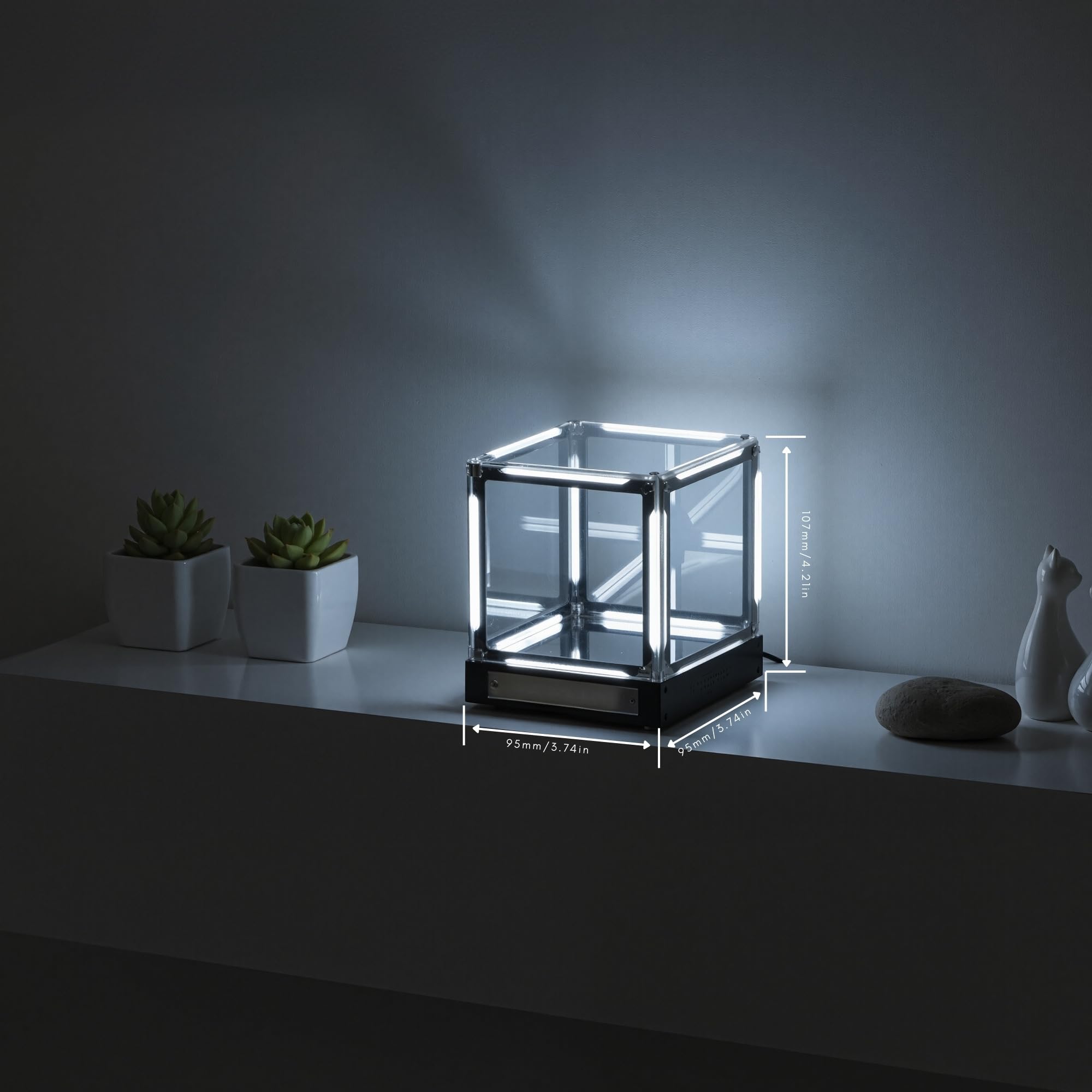 Infinity Hyper Cube Spiegellicht, LED-Abyss-Effekt, Schreibtisch-Nachtlicht, wiederaufladbar, Acryl, einfarbig, Ambiente-Gaming-Licht, One-Touch-dimmbar, für Spieltisch, Gamer, Dekoration