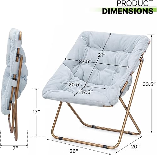 Miniatura 3 de Magshion Silla plegable con platillo para adultos, cómodo asiento de lectura, asiento de piel sintética con marco de metal acolchado grueso para
