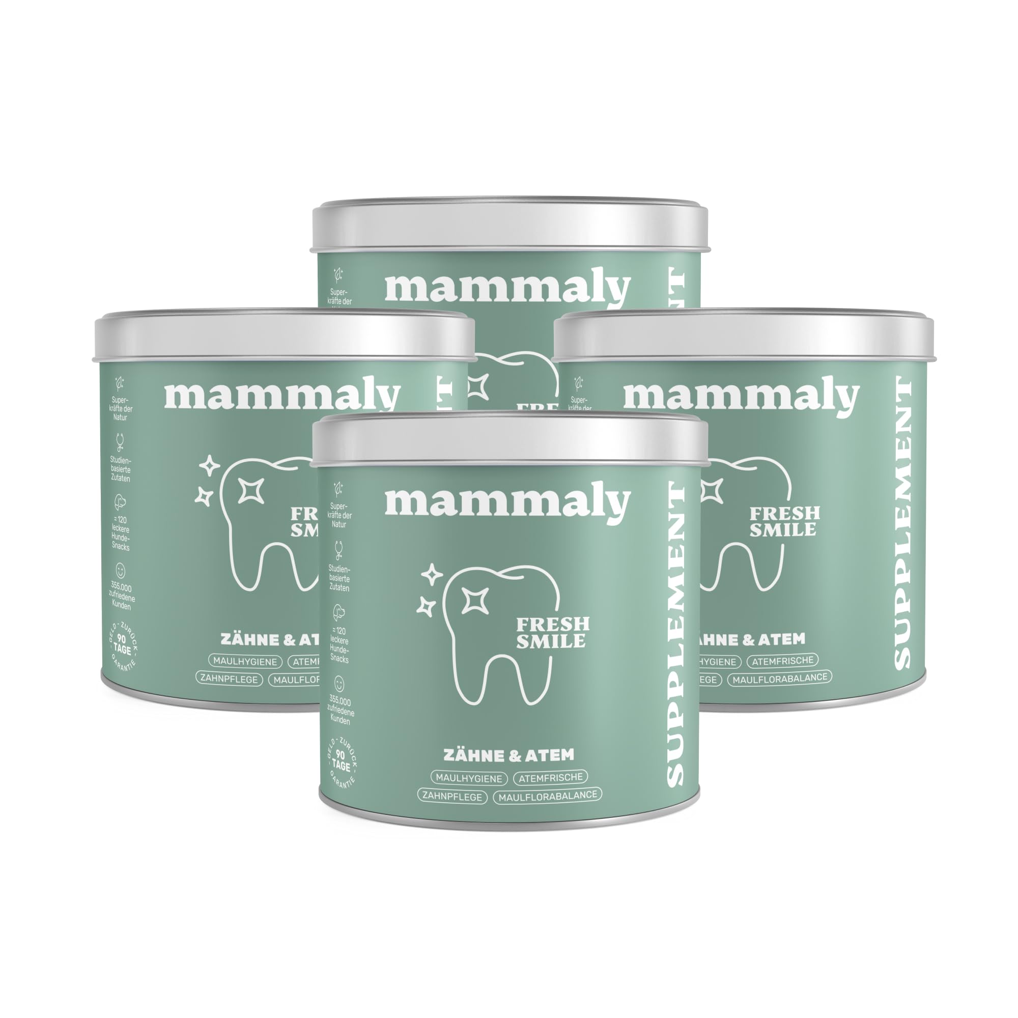 10-in-1 Zahnpflege Leckerli für Hunde - Fresh Smile 440 Snacks (1300g) von mammaly - Gegen Mundgeruch, Zahnstein mit Pfefferminz, Seealge, Vitamin C, Petersilie u. v. m. für Maulhygiene, Mundpflege
