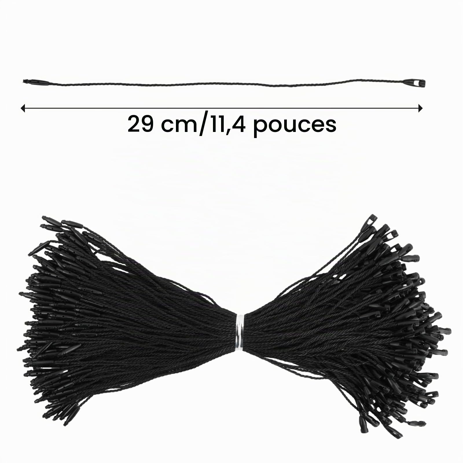 1000 Pièces Attache Etiquettes Vetement, Etiquettes à Duspendre Volantes | Hang Tag String Prix avec Fermoir Verrou pour Accrocher Etiquettes Bijoux Vêtements Accessoires de Bagages, 19.5CM (noir)