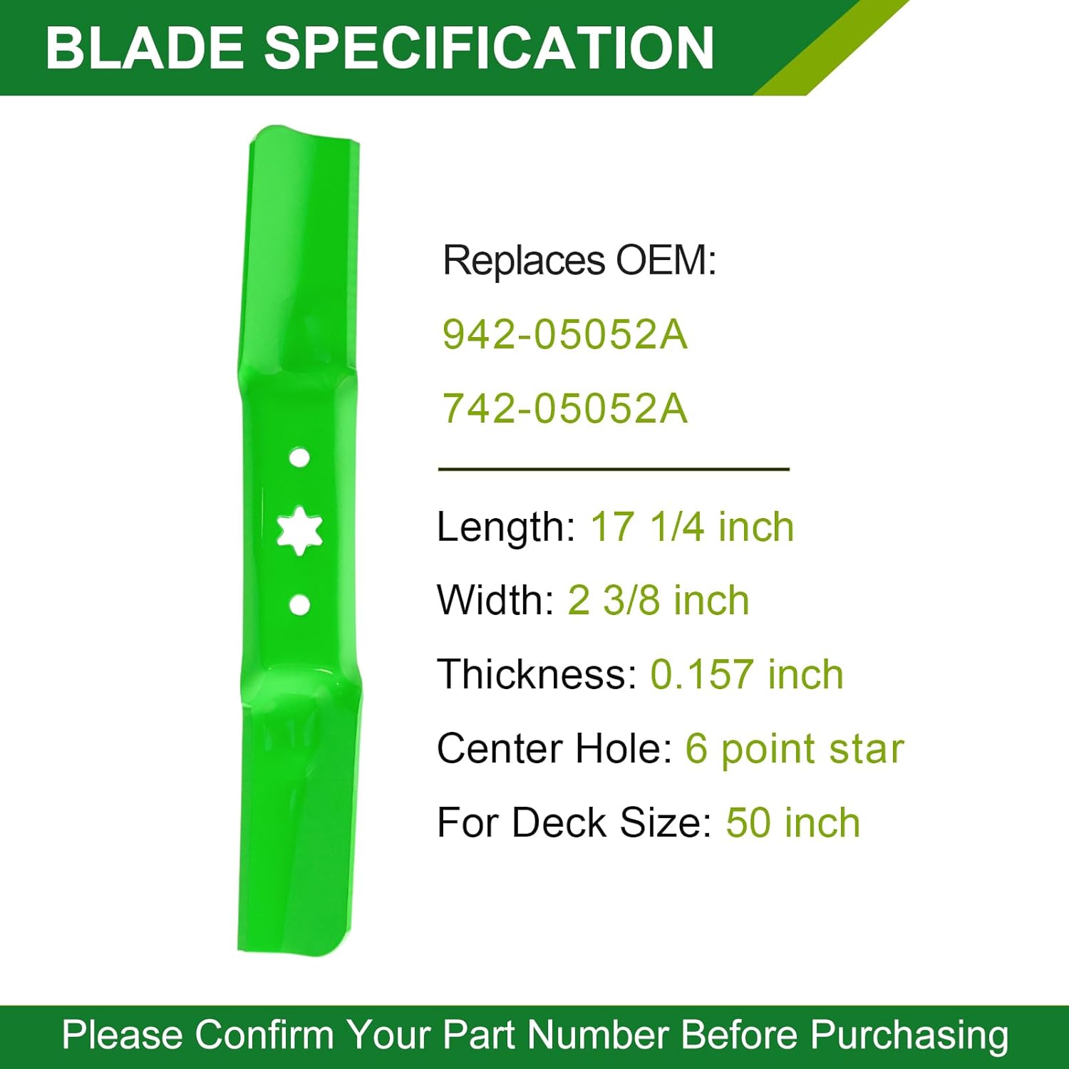 50 Inch Mower Deck Rebuild Kit - Fits Cub Ca det ZT1-50 RZT-S50 RZT-L50 RZT-LX50 RZT-SX50 XT1-GT50 ZT2-50 MTD G8200 G8300 Troy Bilt Mustang XP 50 Lawn Mower 3 Spindles(918-06980)+3 Blades(942-05052A)