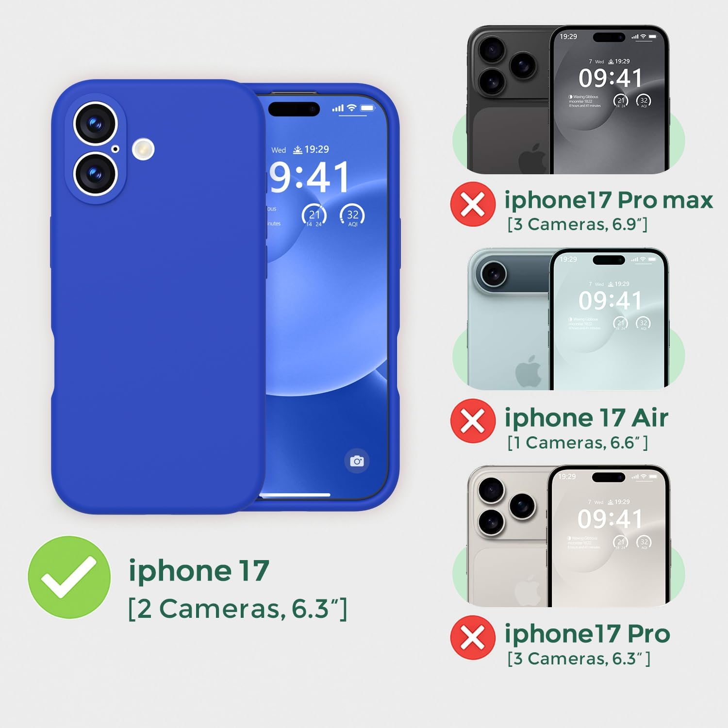 Ktele Magnetic for iPhone 17 Case [Compatible with Magsafe] [Premium Silicone Satin-Smooth Touch] Slim Shockproof Anti-Scratch Microfiber Lining Case, 6.3 inch, Klein Blue - Image 2