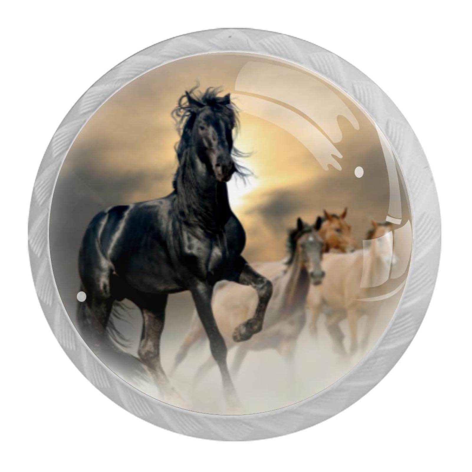Tqmspg 4 Pieces Drawer Pulls Horses Door Knobs Dresser Handles for Kitchen Wardrobe Cupboard Hardware Furniture