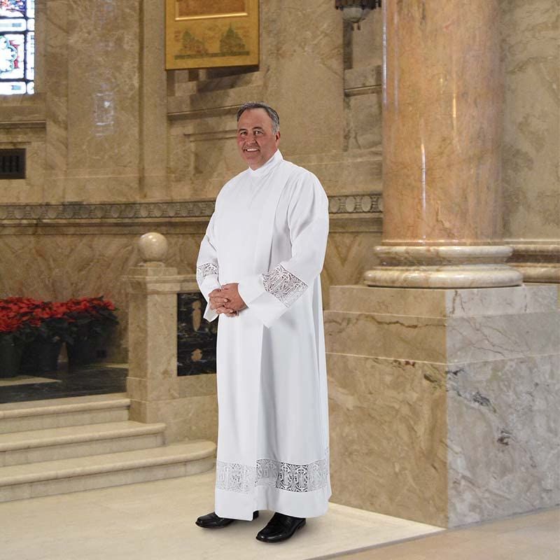 Latin Cross and IHS Lace Front Wrap ALB (Small)3