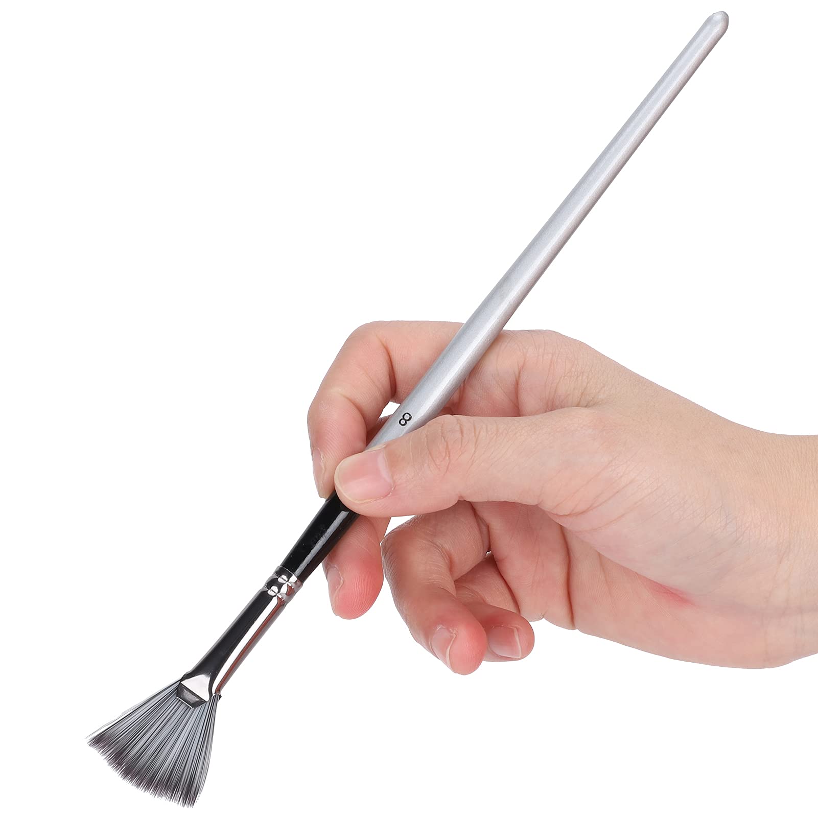 Juego de 24 pinceles de pintura acrílica, pinceles profesionales para pintura al óleo, lienzo acrílico y pintura de acuarela (gris)