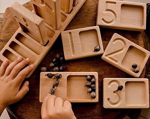 Miniatura 3 de Montessori Counting Tracing Boards. 1-10 Math Number Wooden Trays. Preschool Activity for Toddlers