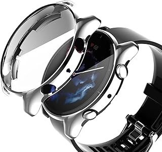 جراب حماية متوافق مع ساعة أمازفيت GTR 3/3 برو بشاشة من بولي يوريثين ناعم ومقاوم للحرارة بتصميم رفيع وممتص للصدمات دلع موبايلك بلون فضي لساعات ذكية