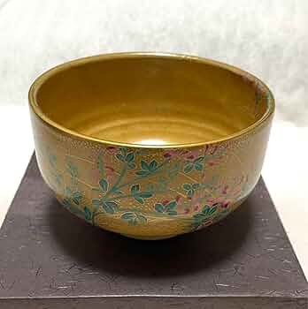 Amazon.co.jp: 桑野むつ子 茶碗 高さ：8cm 十月 萩の花 金彩色絵