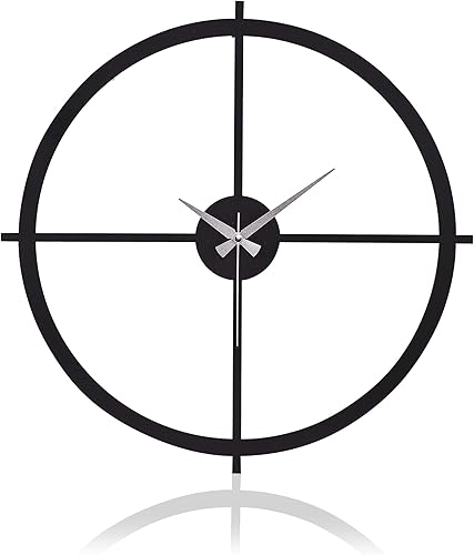 Reloj de pared de metal de 20 pulgadas, redondo, silencioso, moderno, analógico, grande, funciona con pilas, reloj de pared para sala de estar, Negro