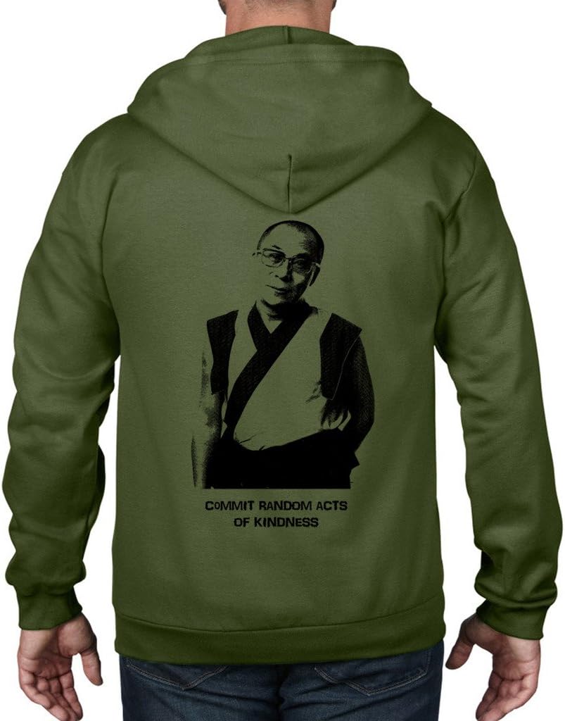 Tribal T-Shirts Men's Dalai Lama Commit Random Acts of Kindness Buddhist Full Zip Hoodie