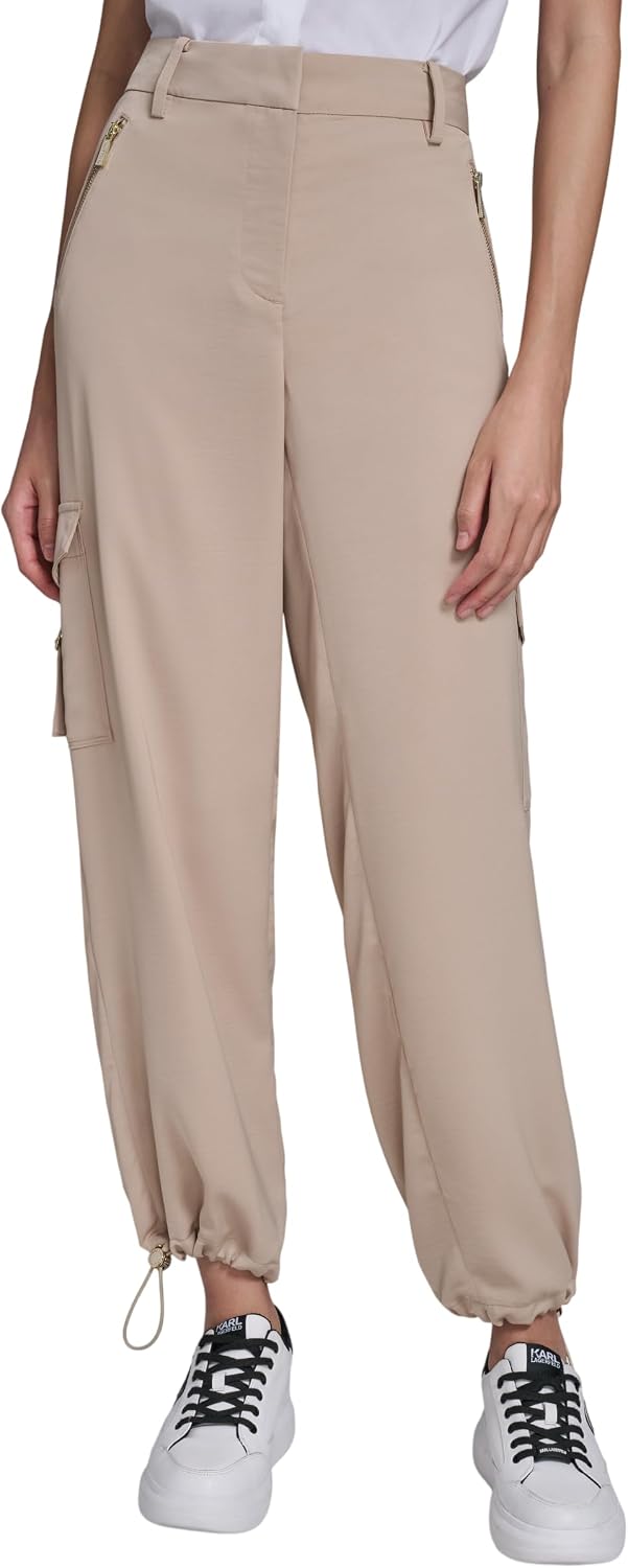 Karl Lagerfeld Women's Elevated Cargo Pant with Bungee Detail