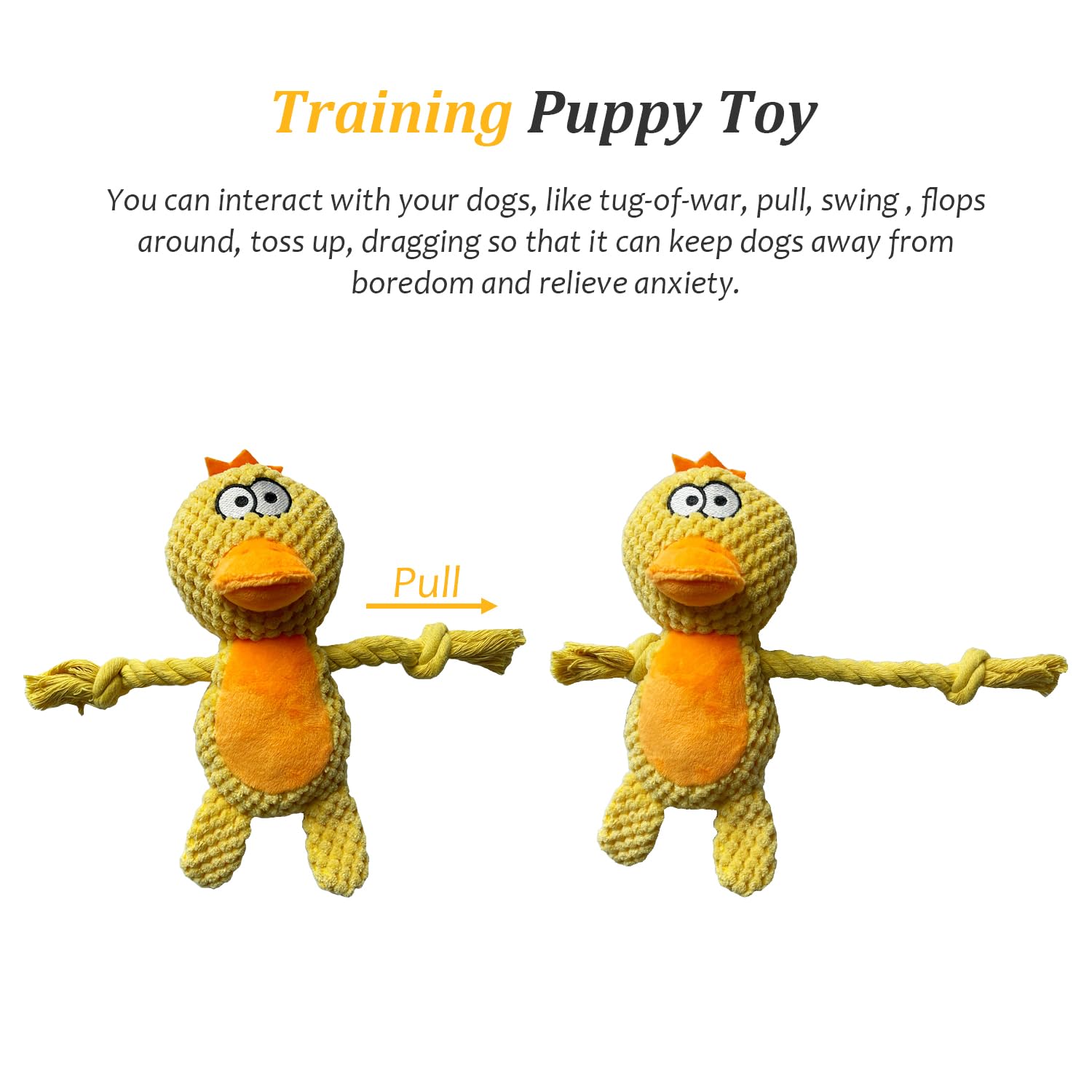 YUREMEEY Soft Plush Interactive Squeaky Toy - Fun Chew and Teething Toy for Small Medium Dogs Playing and Training - Duck - Image 4