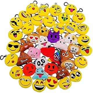 JZK 45 pcs Mini plush Emoji keychain,5cm / 2 inch Novelty Emoji for kids & adult birthday party favours, party bag fillers, party supplies decorations