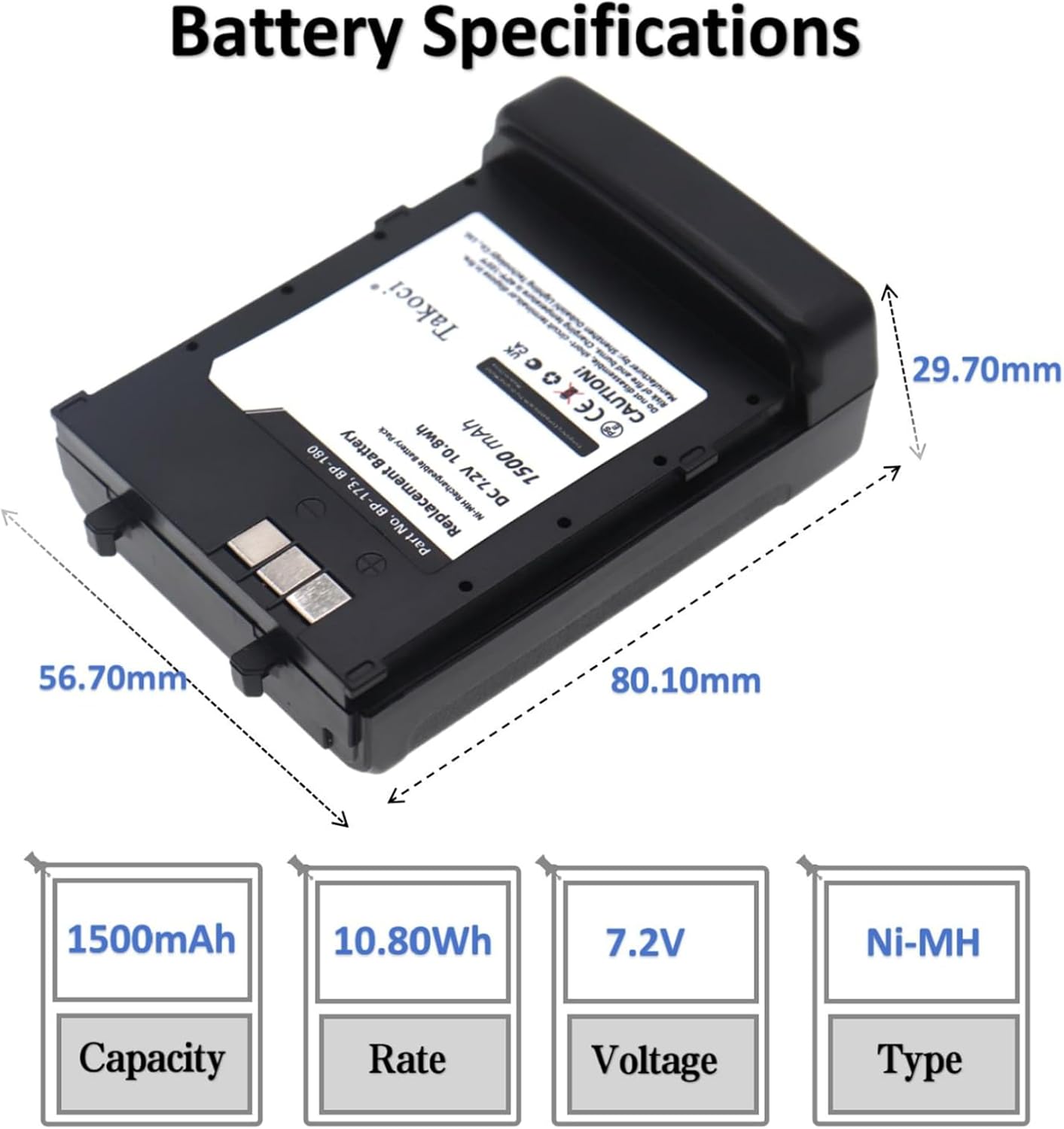 (5pcs) 7.2V1500mAh Ni-MH Replacement Battery for Icom IC-12A, IC-21AE, IC-T22, IC-T22A,IC-T42, IC-T42A, IC-T42E, IC-T7, IC-T70, IC-T7A, IC-T7H, IC-Z1,IC-Z1E,fits Part No. BP-173, BP-180