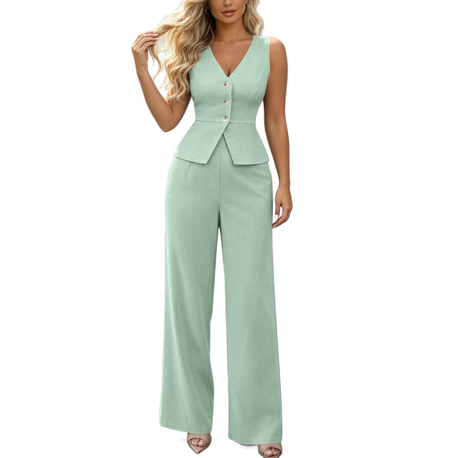 Conjunto de oficina sin mangas para mujer que busca comodidad y estilo 7