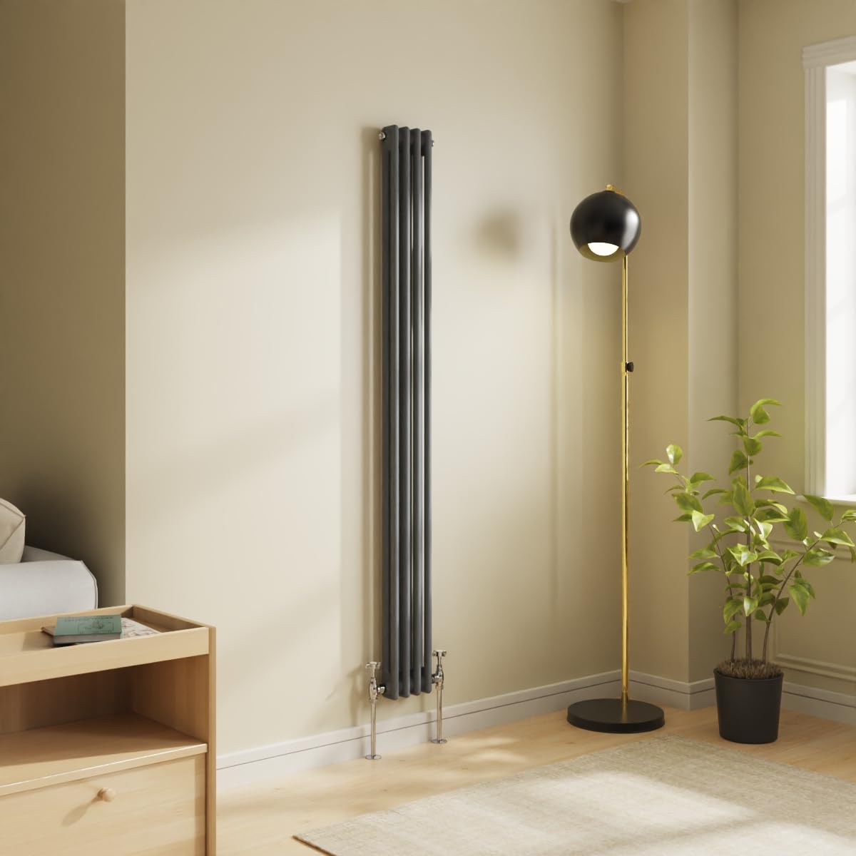 NRG 1800x200 Traditional Colosseum Cast Iron Radiator Anthracite 2 Panel