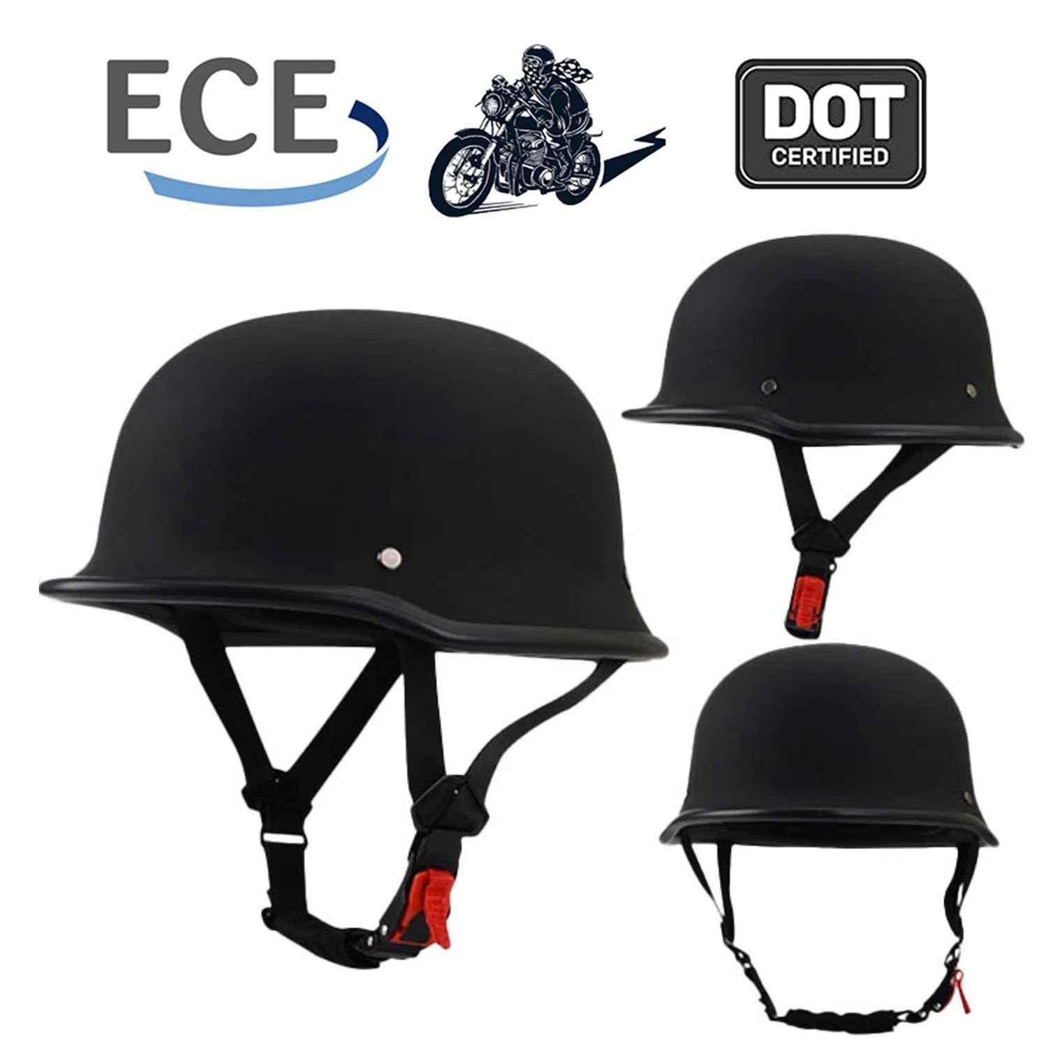 Halbschalenhelm Mit ECE-Zulassung Vintage Motorradhelm Baseball Cap Cruiser Chopper Scooter Helm Herren Retro Motorrad Halbhelm Damen Mofa Helm mit Brille(2,M=57~58cm)