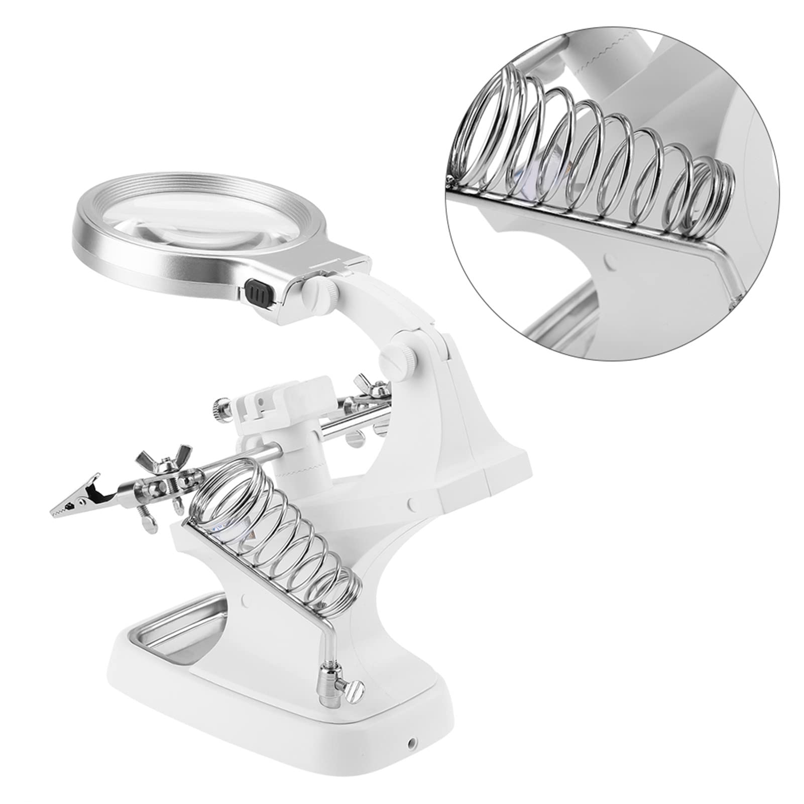 Helping Hands Soldering Station Soldering Magnifying Glass 22×20×11 Multi Functional Welding Led Magnifier Magnifying Glass Soldering 360 Rotation Repair Tool - Image 2