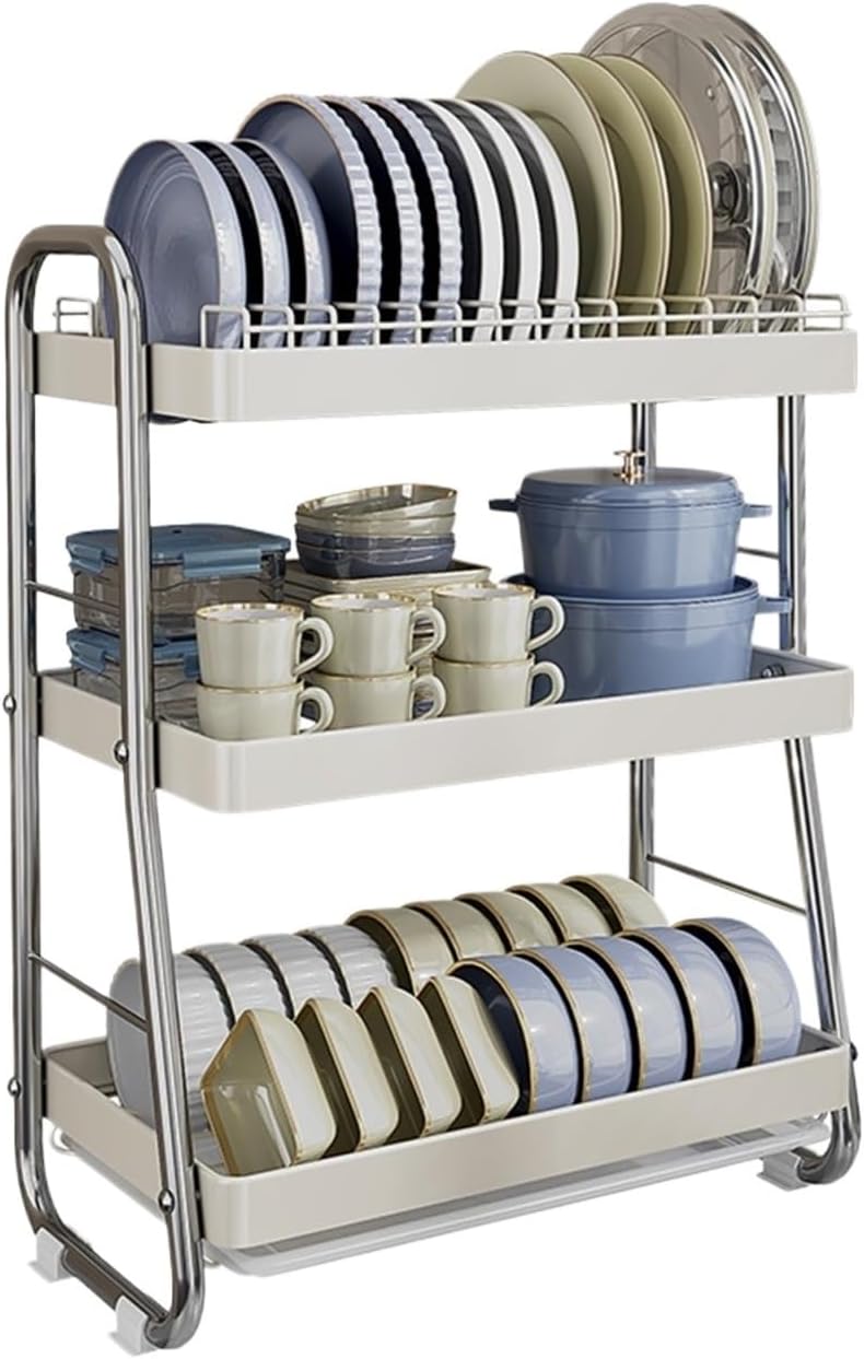 Dish Drying Rack Tableware Holder 3 Tier Dish Drainer for Space Saving Multi-Functional Dish Dryer Holder for Kitchen Drying Rack Kitchen