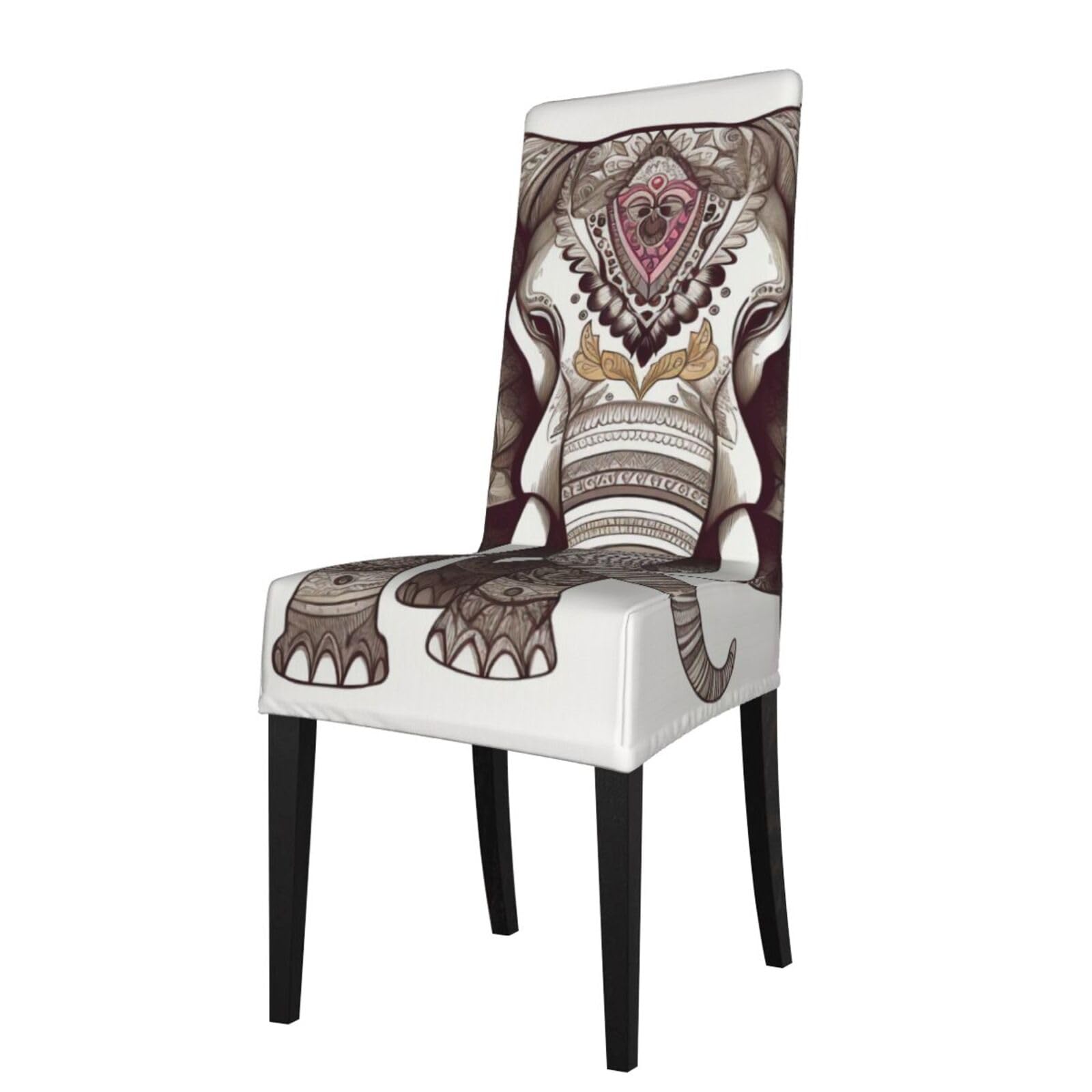 WPKJU Elephant Art Print Dining Chair Covers Removable Chair Seat Covers Decorative for Kitchen & Bar Stools