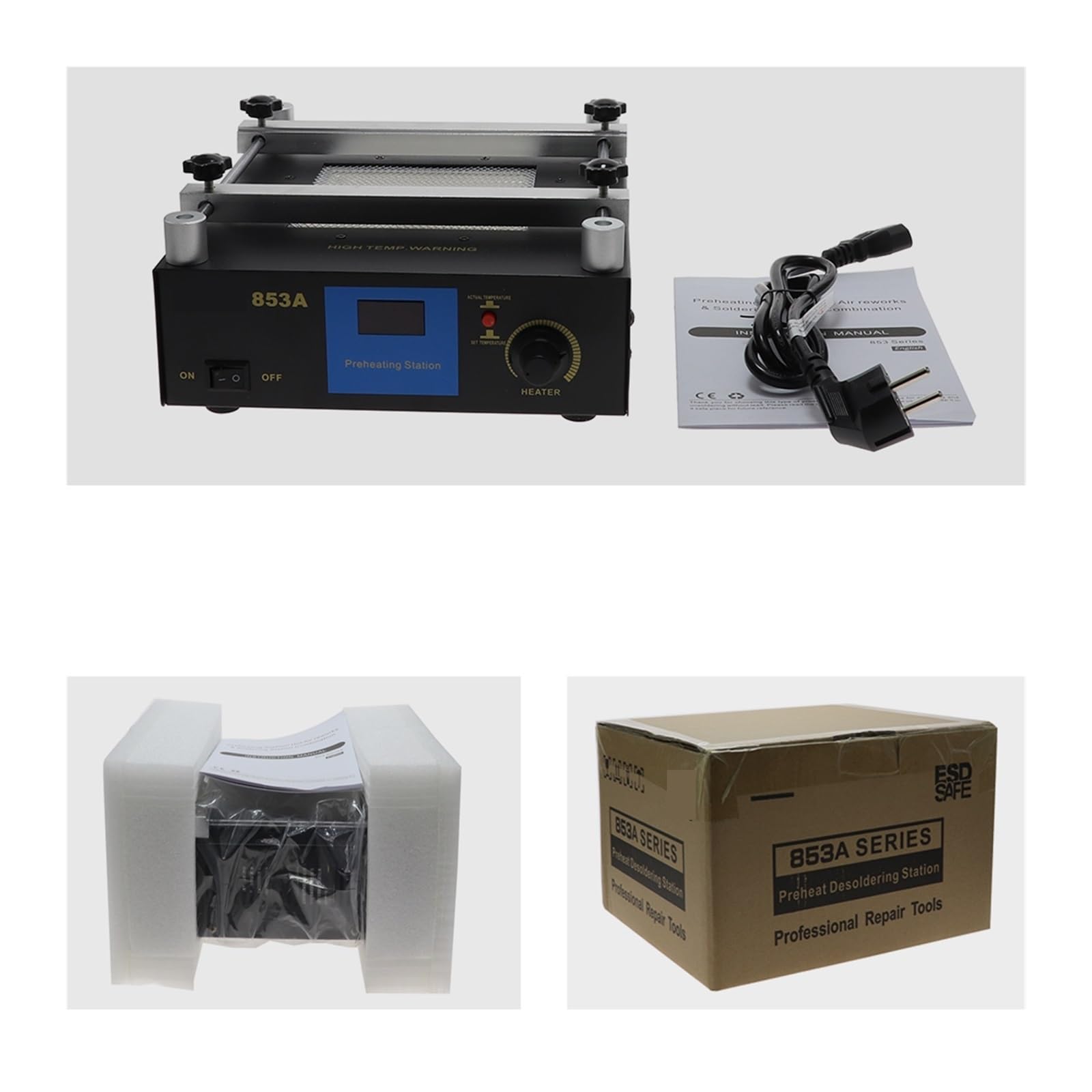 853A cyfrowa stacja lutownicza z podgrzewaniem wstępnym High Power 50Hz ESD stacja lutownicza BGA PCB rozlutownica podgrzewanie IR Rozlutowanie elektroniczne