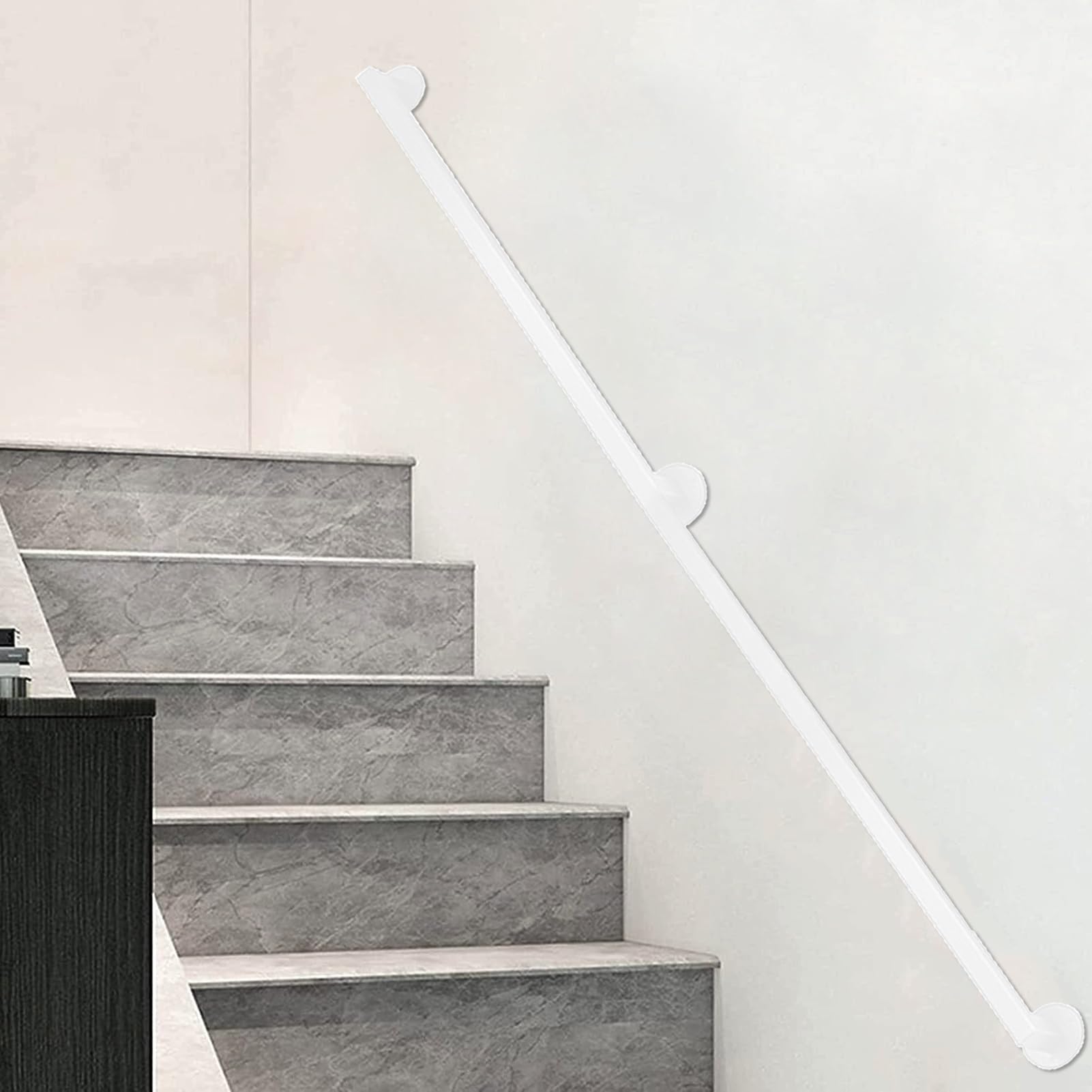 Main courante d'escalier extérieure antidérapante blanche pour entrée de maison