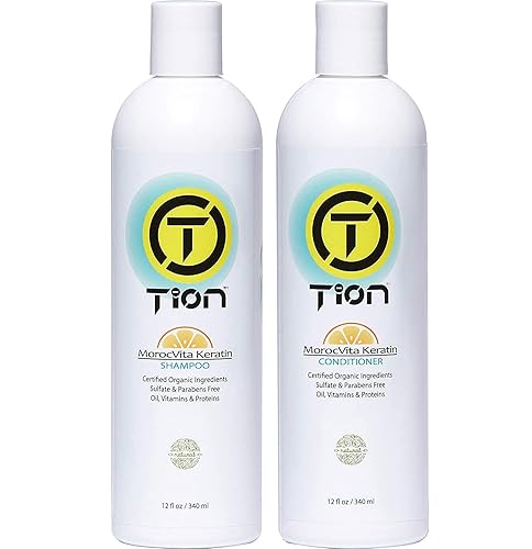 Tion Champú y acondicionador de queratina 11.5 fl oz | Orgánico sin sulfato, fortalecer, crecer y restaurar el cabello | TionHair