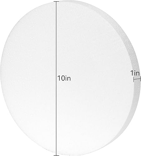 Miniatura 2 de Crafare Círculos de espuma de 10 pulgadas para manualidades, paquete de 4 discos redondos de poliestireno de 1 pulgada de grosor, color blanco, para